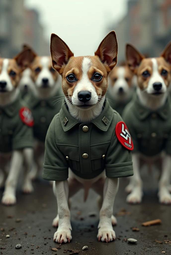 Army of jack Russell's in nazi germany uniform