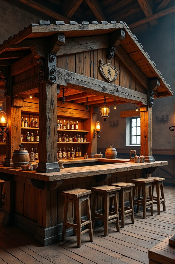 Create a paper template for building a medieval tavern bar