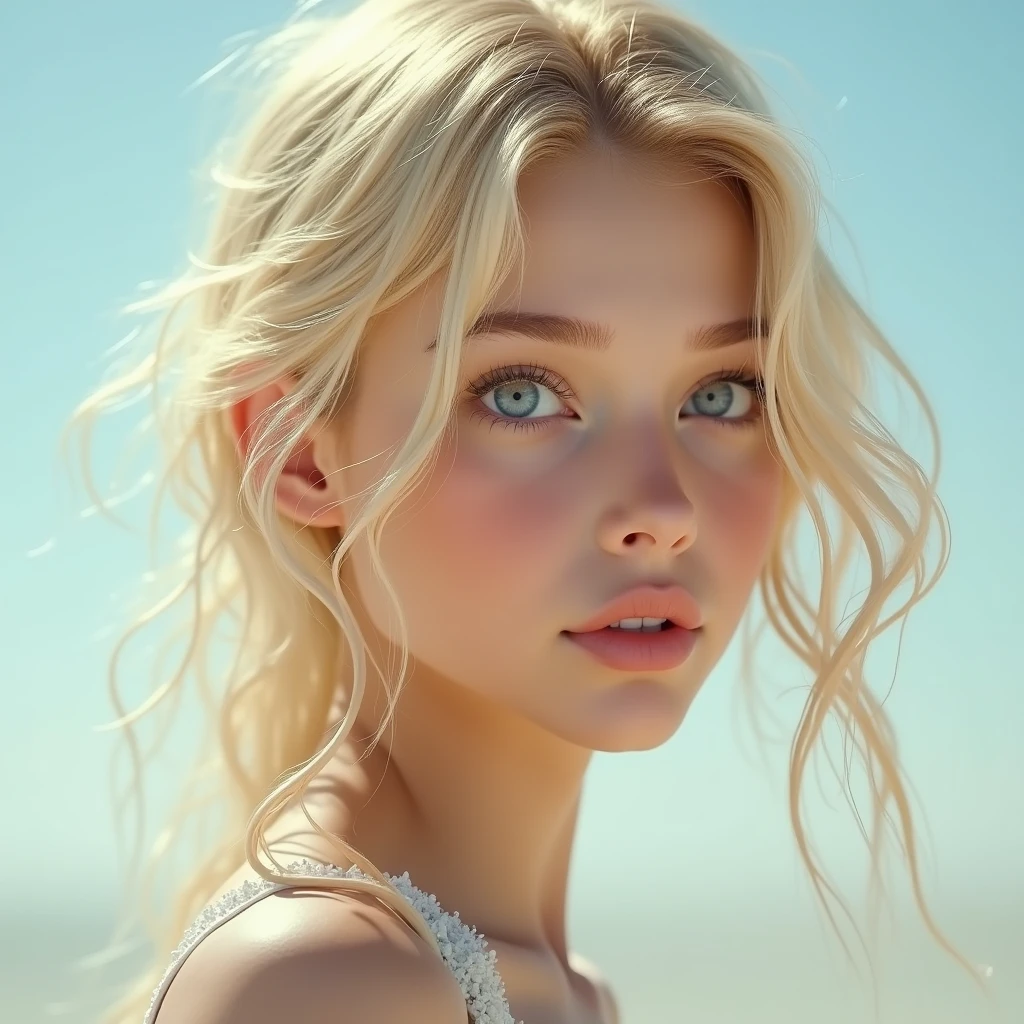 1femme , blonde , young , Sky blues eyes , maximum qualité, beautiful