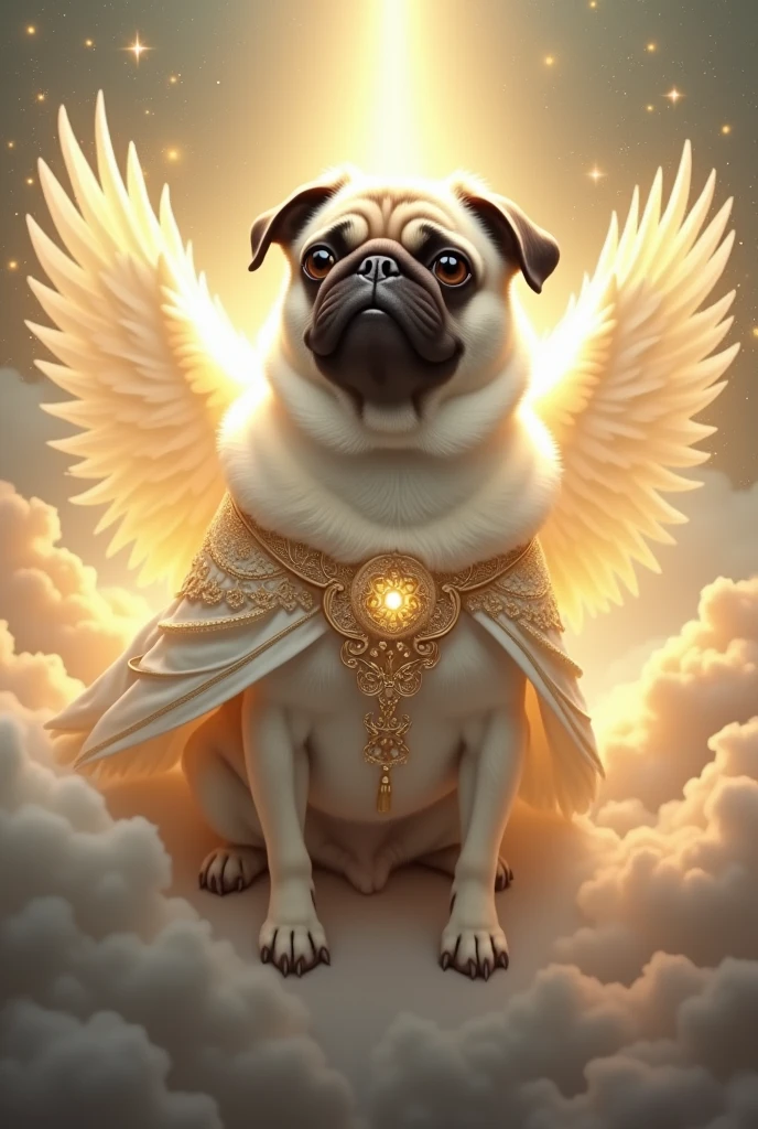 White pug god with tunic