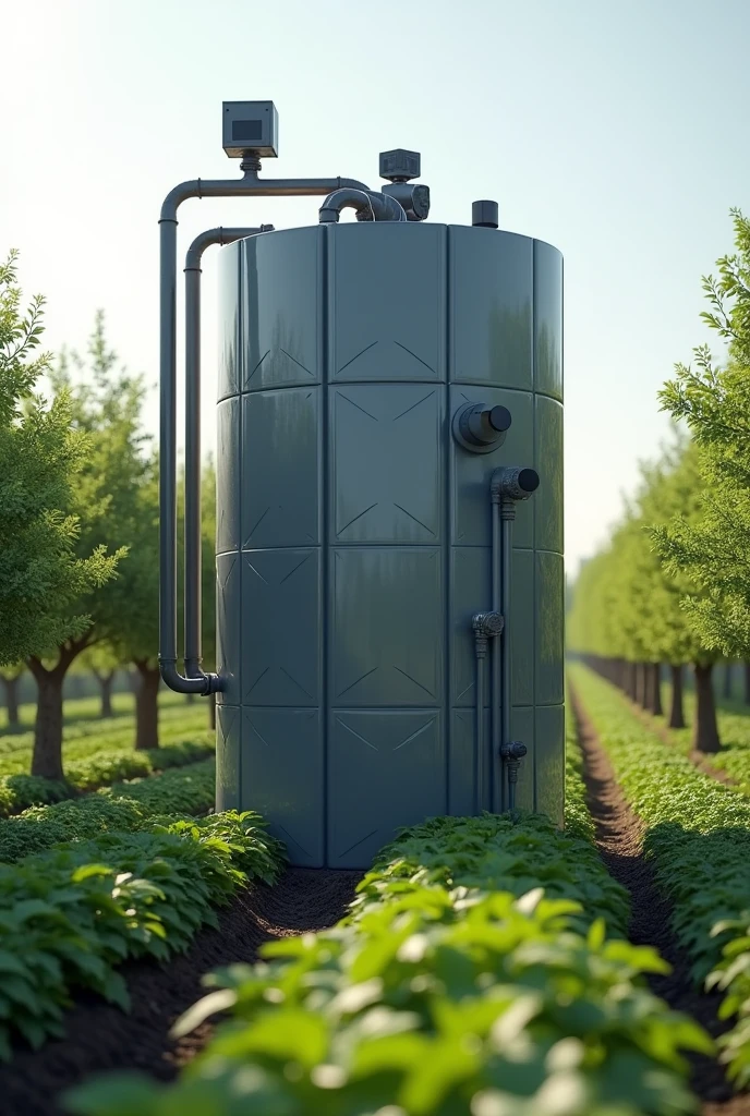 A grey water purification and water saving tank for agriculture with sensors that measure water pollution