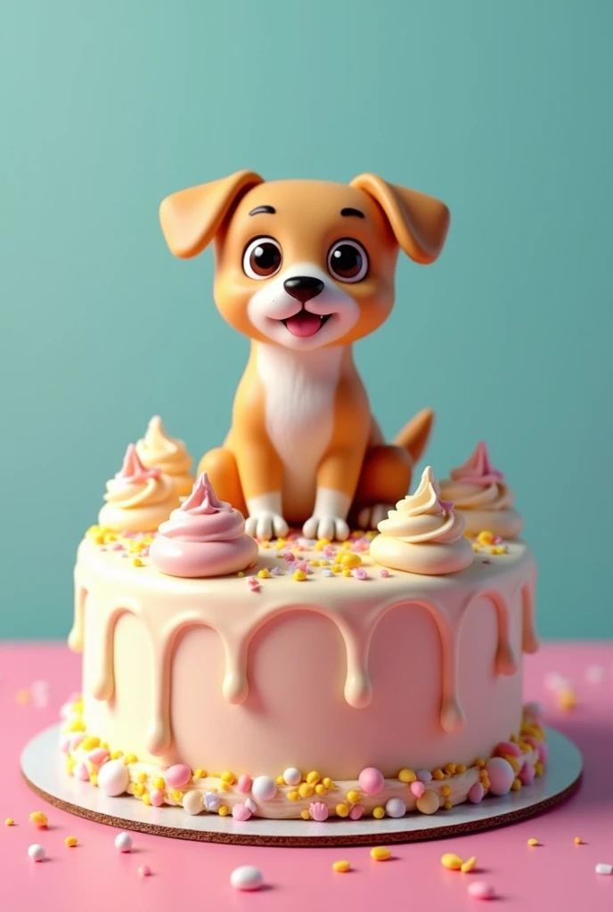 Generate an image of a cake in reference to the tiktoker your husband Moses saying take dog