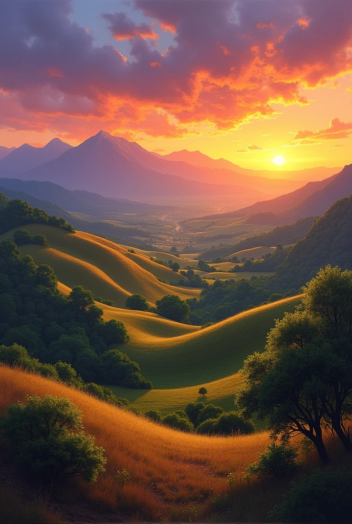 Ethiopian sunset landescape paintings