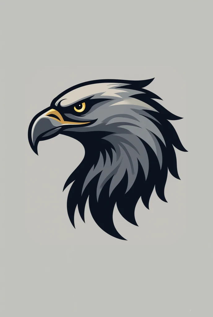 Create a modern and stylish logo with a stylized eagle head. Add depth and dimension by using shades of gray. Logo, Let it express power and elegance with its clean lines and abstract form..