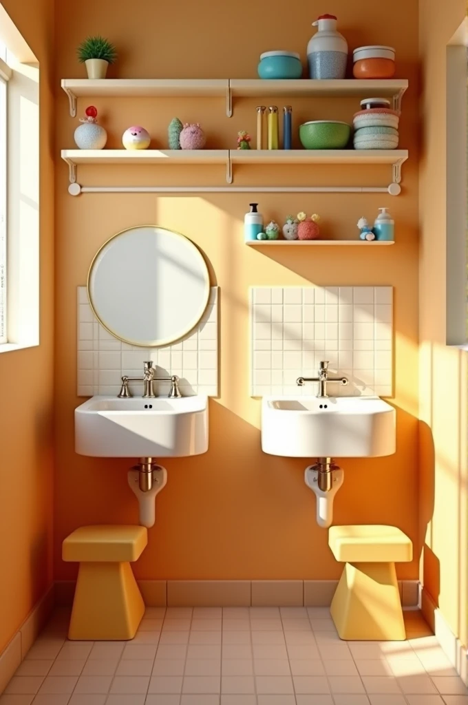 Create a space with two sinks in the children&#39;s storage room