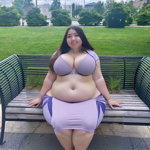 araffe woman in a purple dress sitting on a bench, she has a jiggly fat round belly, thicc, violet myers, sitting on a park bench, at a park, large thighs, beautiful thick female, profile picture 1024px, widest hips, her belly is fat and round, wearing in a summer dress, casual pose, Big, huge , no clothes, sexy, cute, no clothes, thick, bbw, chubby stomach, thick nipples, nipple piercings, large areola, hard nipples, piercing through shirt, busty, major cleavage, naked, ripping through top, spilling over sides, bra too tight, extra wide hips, fat bbw, showing off huge belly, fat stomach, fat bbw, big tummy, bare stomach, uncovered stomach, play with stomach, belly muffin top, belly hanging out of clothes, belly out, muffin top spilling over, no clothes, naked, big fat belly, belly fat spilling out, no clothes, NSFW, naked, thick ass, short, huge belly, short