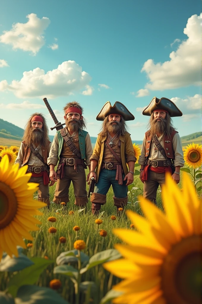 Pirates with sunflowers
