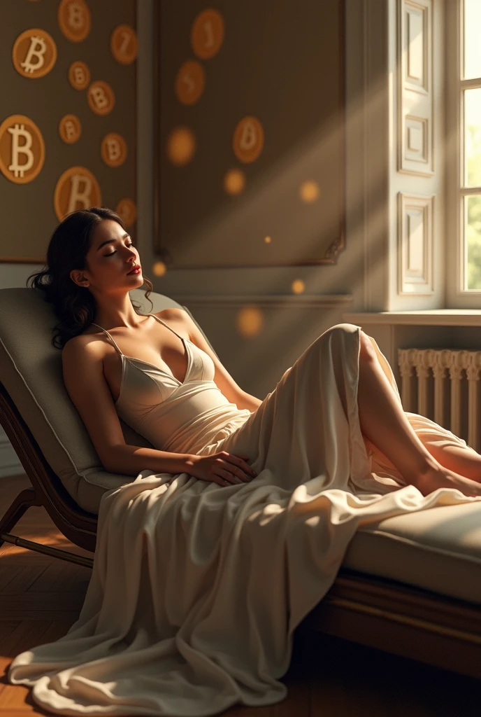 # Import necessary libraries
from stable_diffusion import StableDiffusionPipeline
import torch
from PIL import Image
# Configure Stable Diffusion
pipe = StableDiffusionPipeline.from_pretrained("stable-diffusion-v1-4")
# Define the prompt
prompt = (
"A woman reclining on a chaise lounge, her body softly illuminated, with Bitcoin symbols subtly integrated into the background. "
"The woman has light skin and is dressed in an elegant, flowing gown that drapes over the chaise lounge. "
"The lighting is gentle, casting soft shadows that highlight her form. "
"The background features Bitcoin symbols that blend seamlessly into the overall design, adding a modern touch to the classic setting. "
"The atmosphere is tranquil and sophisticated, with a focus on the woman's relaxed pose and the subtle integration of cryptocurrency elements."
)
# Configuration settings
tile_mode = "none" # Disable tiling generation
clip_guidance_scale = 14 # Emphasize key elements like the woman and Bitcoin symbols
clip_guidance_dropout = 0.03 # Slight variations for natural lighting effects
hr_scale = 3.0 # High-resolution scaling for detailed textures
hr_upscaler = "R-ESRGAN" # High-quality upscaling
latent_shift = torch.randn(1, 4, 64, 64) * 0.02 # Subtle latent space adjustments
prompt_weighting = (
"Woman reclining on chaise lounge::1.6 | Soft illumination highlighting her form::1.7 | "
"Elegant gown::1.5 | Bitcoin symbols subtly integrated::1.6 | Tranquil and sophisticated atmosphere::1.5"
) # Weight for enhancing key elements
cross_attention_strength = 1.0 # Maximum detail for focus on the subject
symmetry = "none" # Natural, relaxed pose without symmetry
symmetry_loss_weight = 0.1 # Minimal impact of symmetry
reference_image = None # No reference image needed
color_match_strength = 0.85 # Harmonious color blending
perlin_noise_scale = 0.25 # Low Perlin noise for subtle texture
fractal_noise = False # Disable fractal noise
depth_map = None # No d