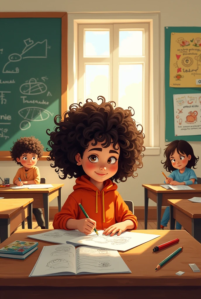 Mafalda drawing in the classroom 