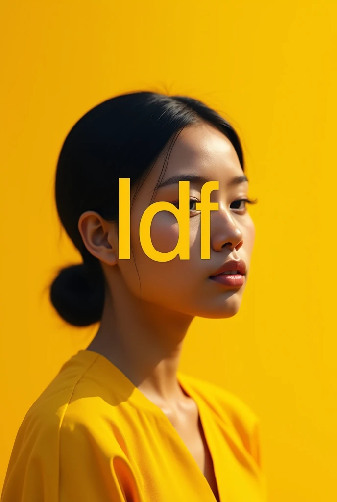 Logo "lDF" on a portrait with yellow color