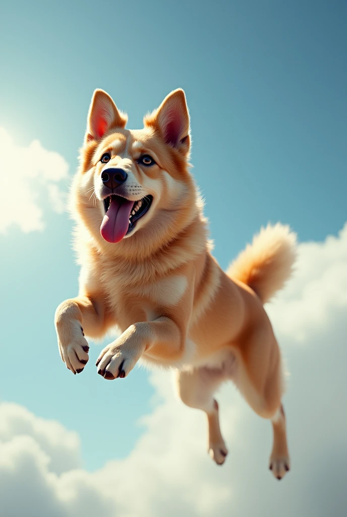 IMAGE OF a dog FLYING in the air, facing the front, with a toy, best in stock from Adobe, Pets, photoshop, by Peter de Sève, by Petr Brandl, edited in photoshop, made with photoshop, by Aleksander sis, commercial banner, paw shot, photoshopped, by Aleksander Gierymski, banner do site, Pet