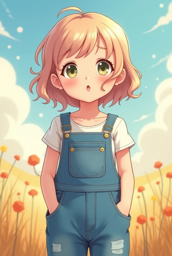 Anime girl with overall