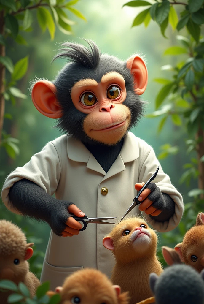 barber monkey with greenish background