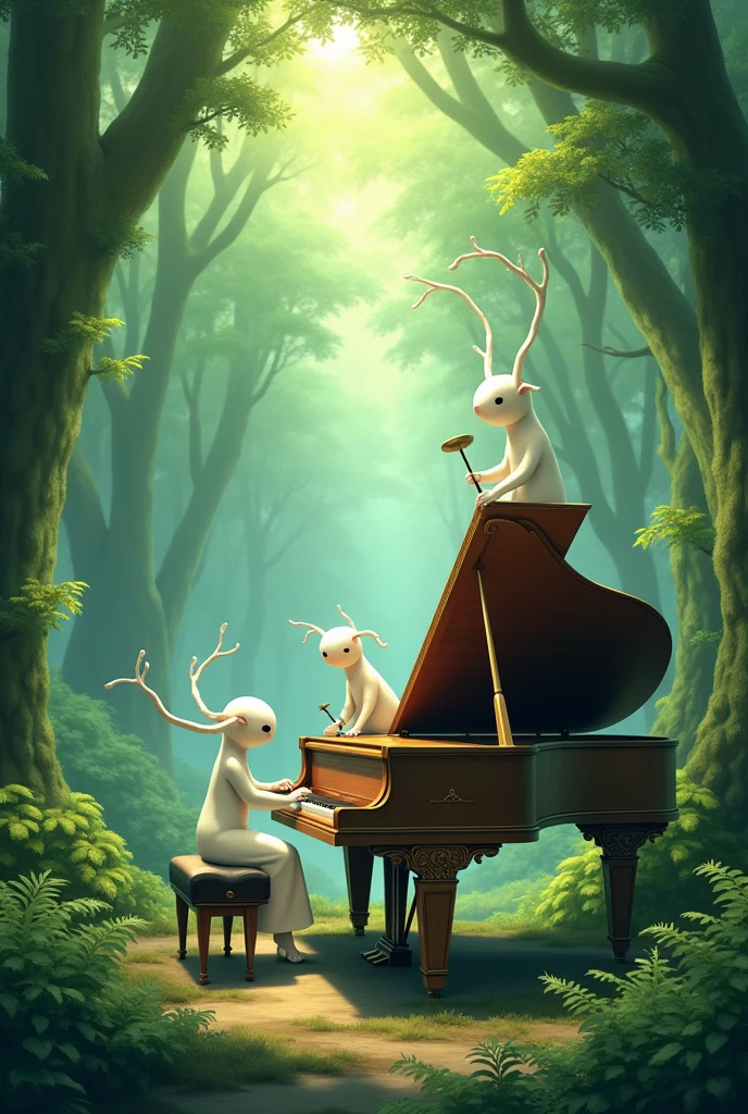 Kodama, the spirit of the forest of mononoke Princess pmaying piano