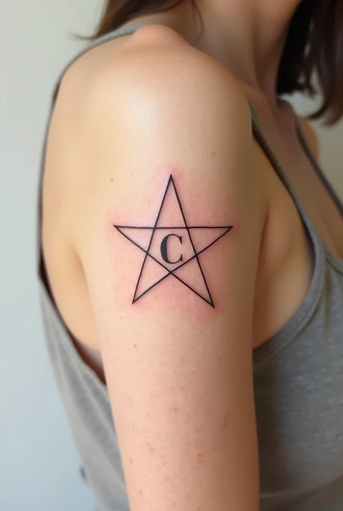 Simple star tattoo with the letter C