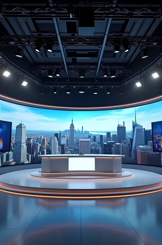 Make an image of a realistic news set without people