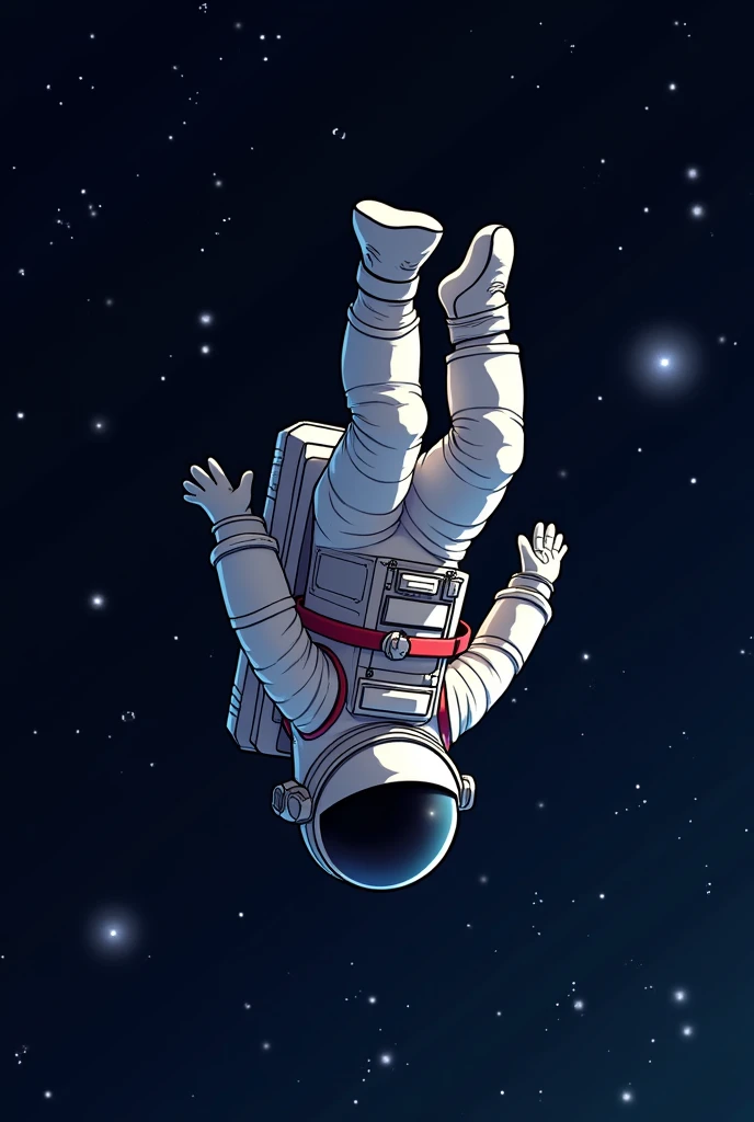 Upside down astronaut loose in space animated