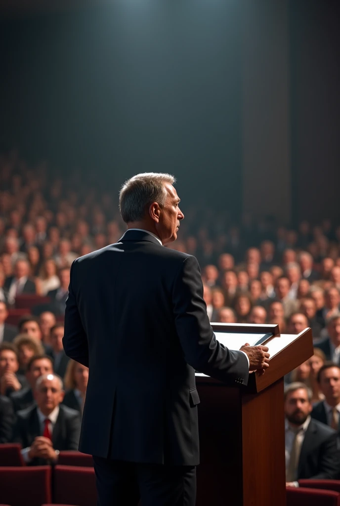 I want a bold, confident man who speaks to an excited audience 