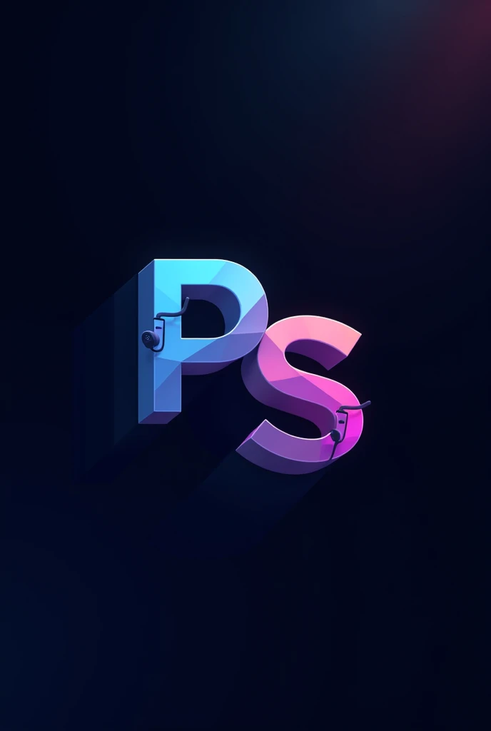 Cool logo "PS" with a night shade color, have a microphone