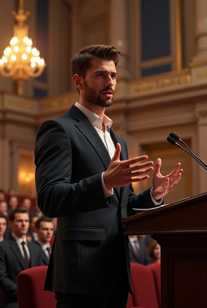 I want a bold, confident young gentleman who is practicing public speaking