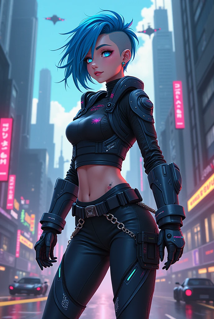 Make me a anime character similar to Shasha from cyberpunk anime song