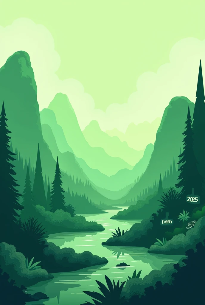 photo with remote sensing elements in green tones, with an m element in the corner to represent her name and the year 2025. to put on a book cover