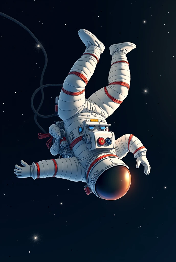 Upside down astronaut loose in space animated