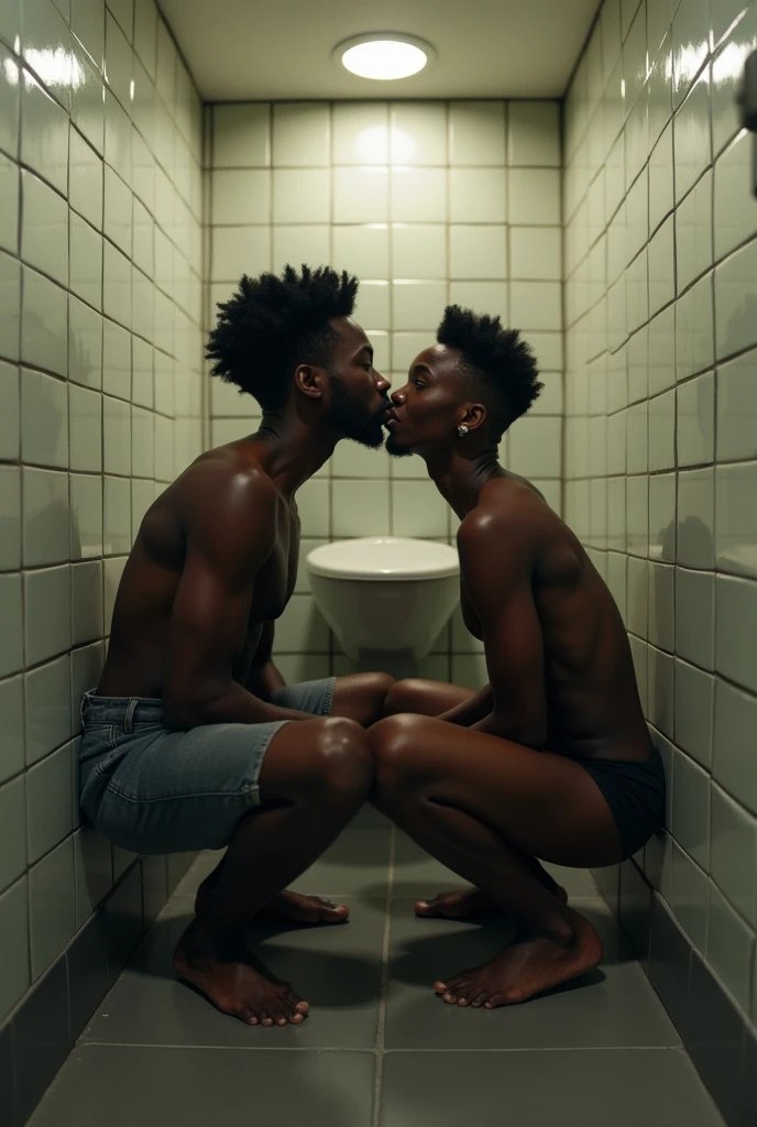 Two  kissing in a toilet