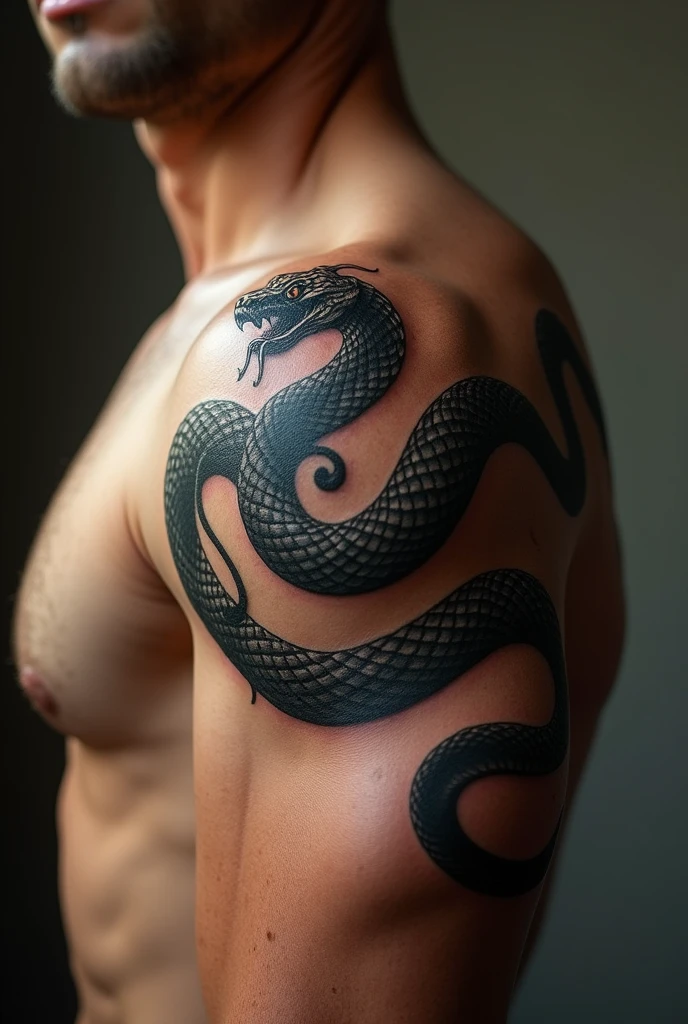 Snake tattoo on shoulder