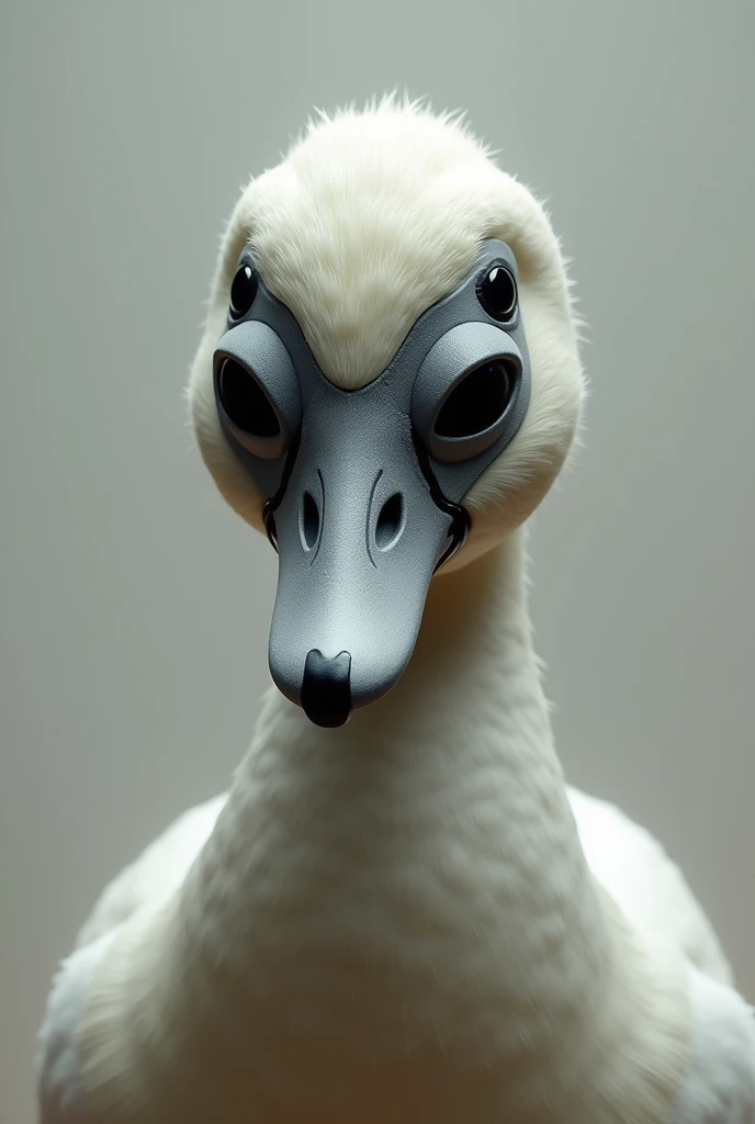 a duck In masked only semi realistic face 