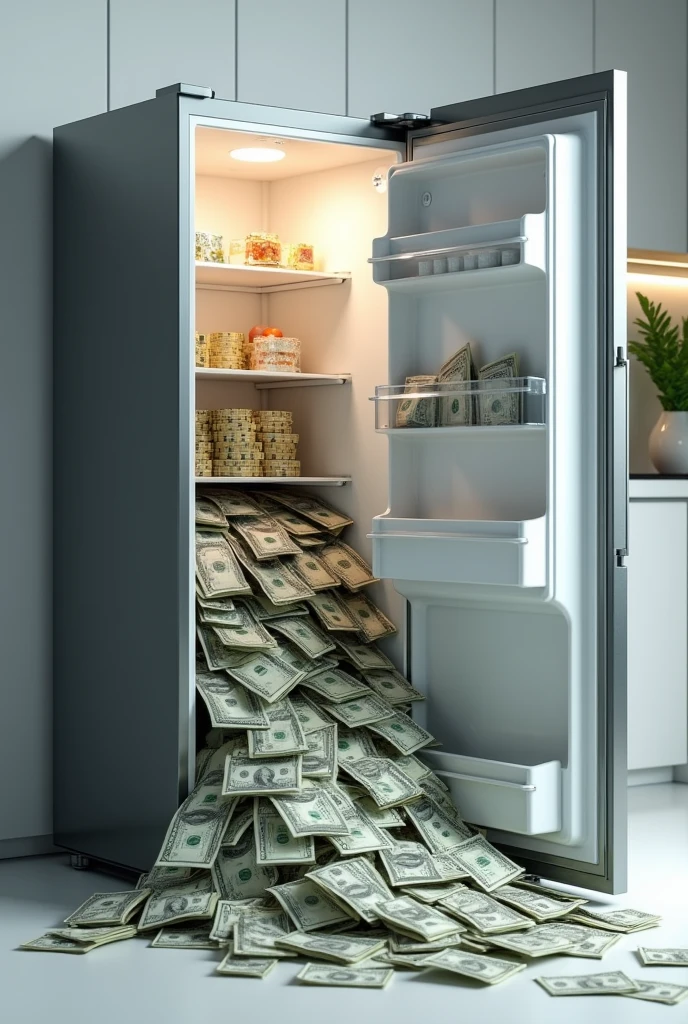 fridge with money