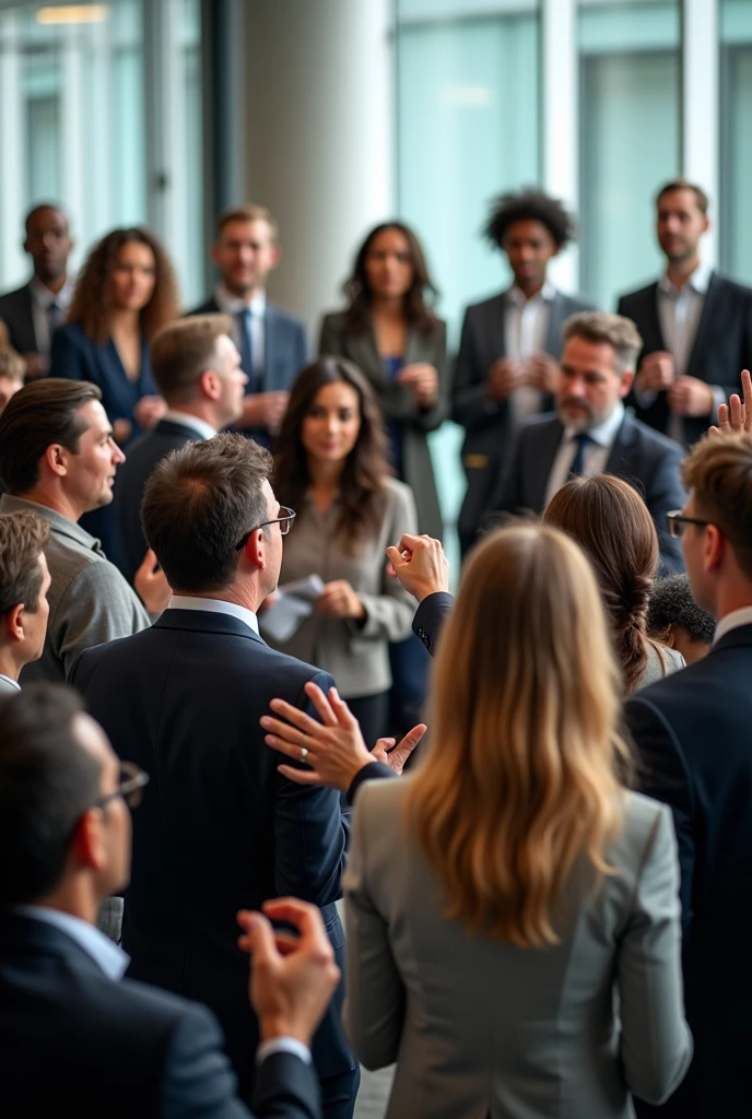I want a group of men and women who practice public speaking with gestures.
