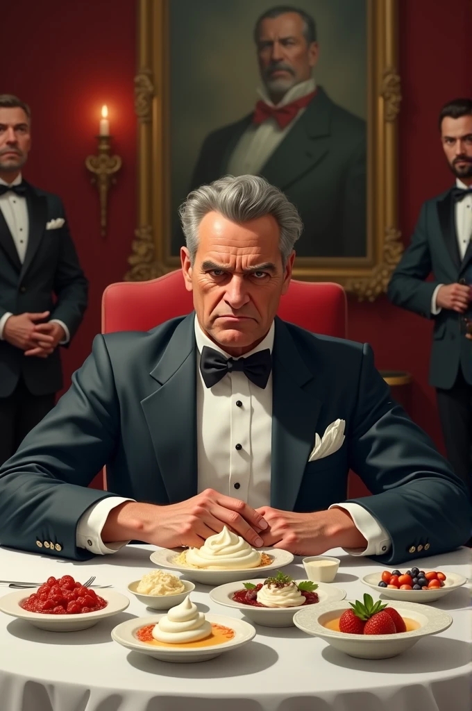 Imagine, un bourgeois à table et servis par son maitre d’hotel. Le bourgeois est en colère et refuse de manger les differents yaourts sur sa table et souhaite un yaourt bio provenant de ses terres. Le maitre d’hotel refuse et affirme que les yaourt de la marque quart de lait sont réservées a la restauration collective seulement .