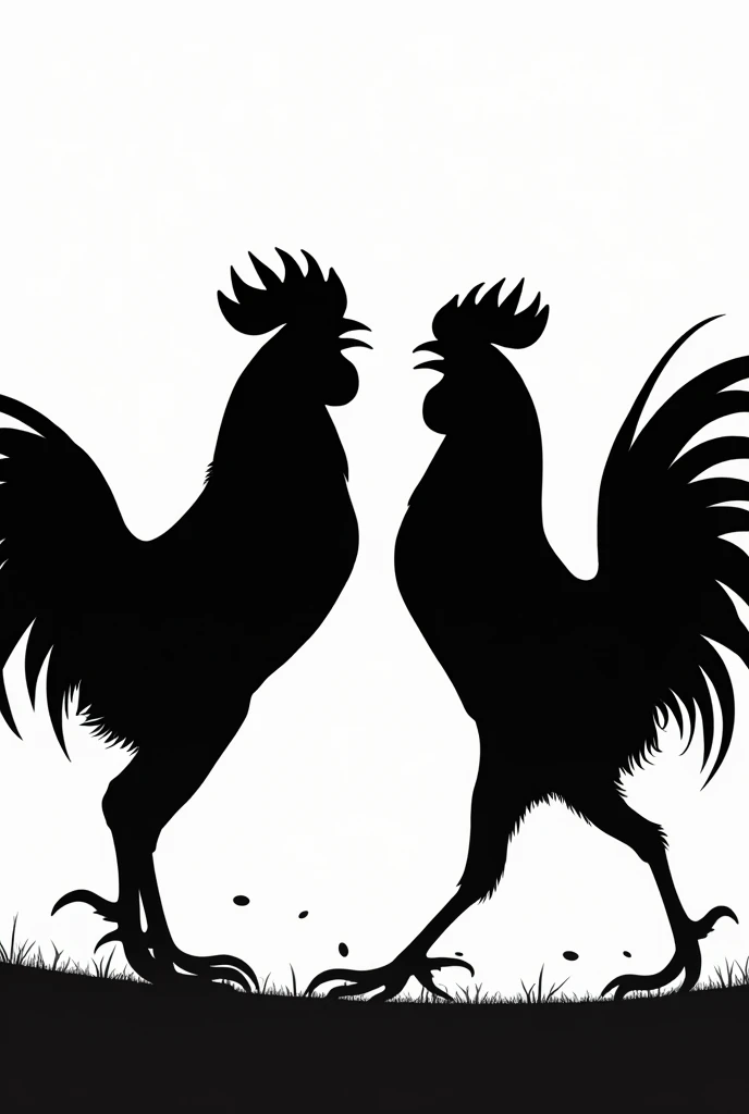 Fighting cock silhouettes