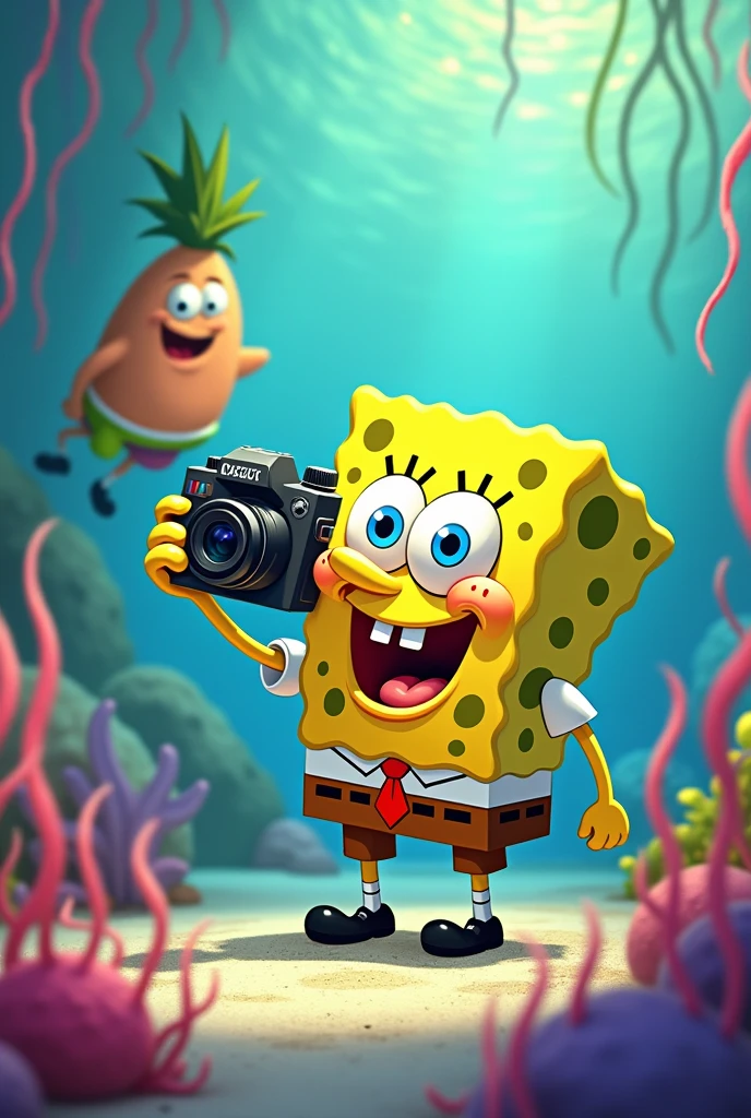 Sponge Bob sending a picture to Patrick