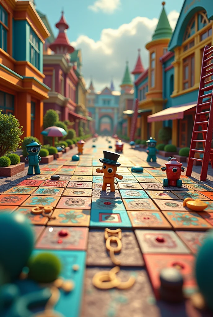 Monopoly type board game mixed with ladders game