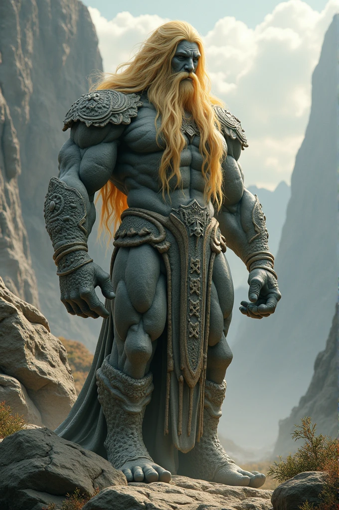 Create an image of The Rock with long blonde hair