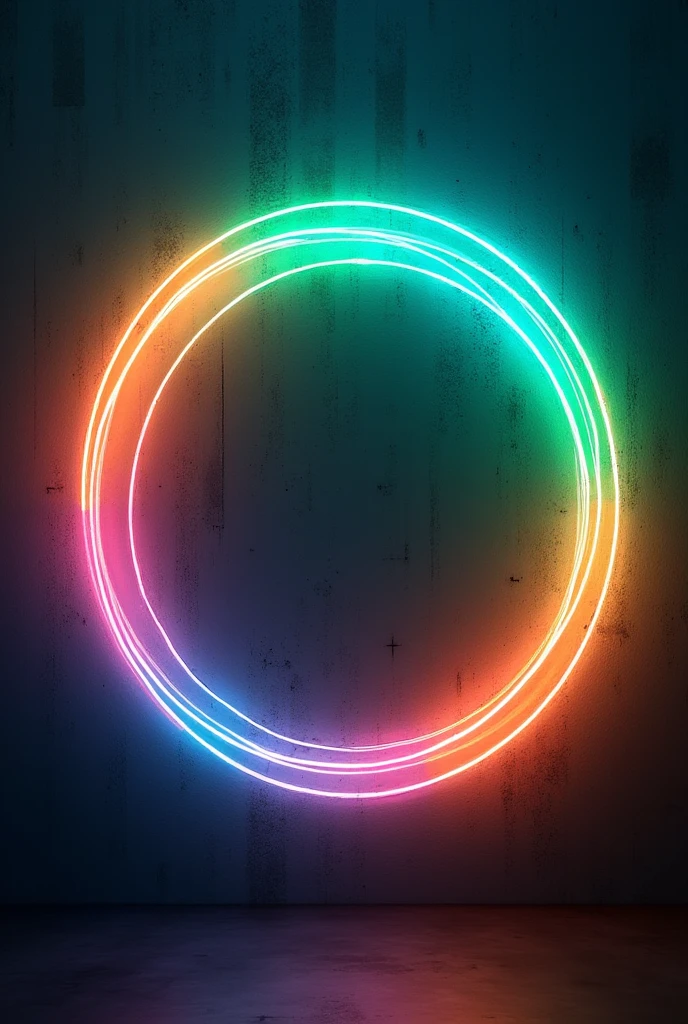 Circle with neon effect in Ecuadorian colors to add space to a photo