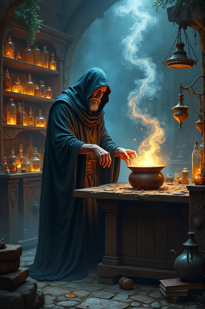 A witch in her workshop