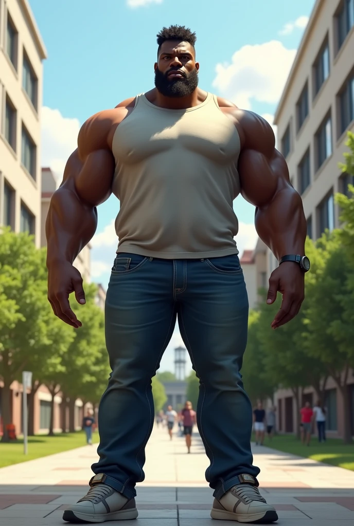 Huge black boy at the campus