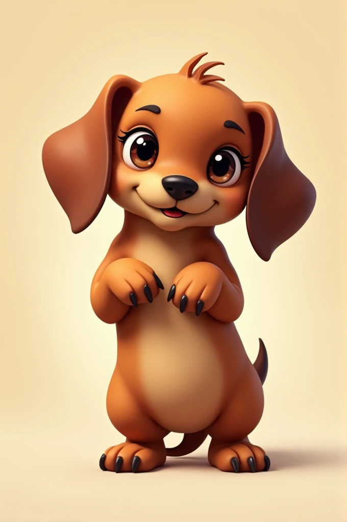 Cute Dachshund Puppy、２Standing on bare feet、