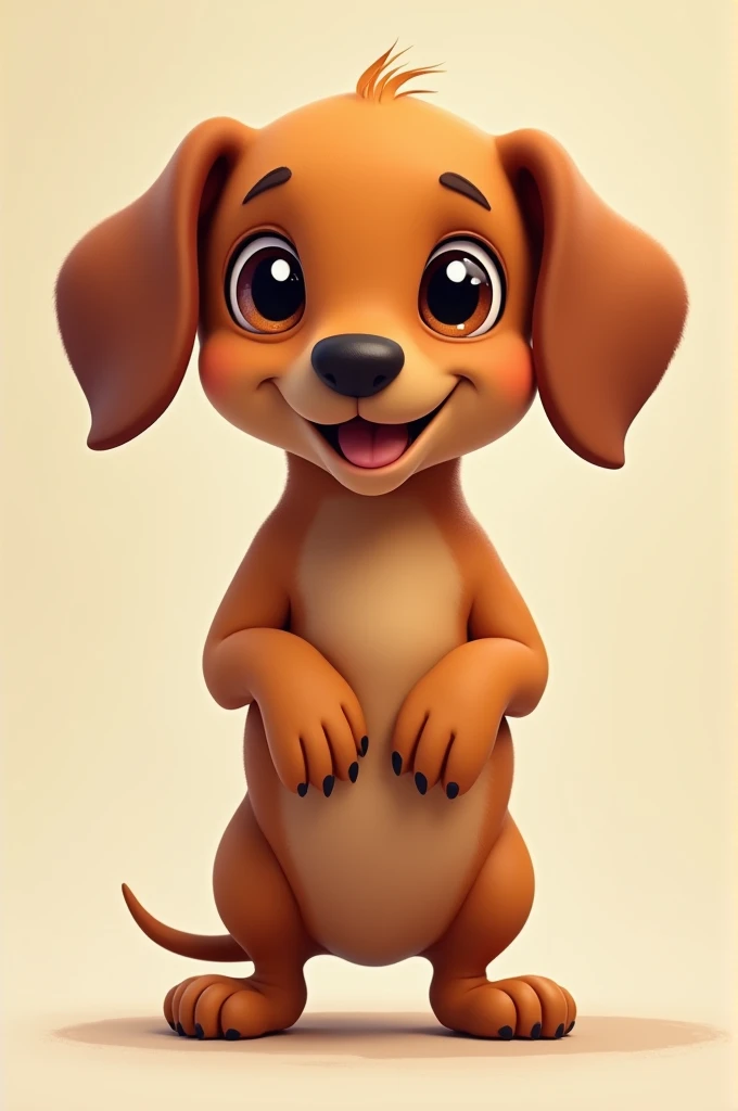 Cute Dachshund Puppy、2Standing on bare feet、