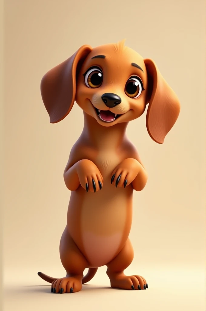 Cute Dachshund Puppy、2Standing on bare feet、