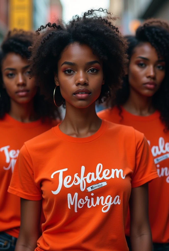 Many sexy woman wearing tesfalem moringa t-shirt 