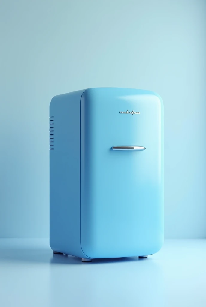 Small empty blue refrigerator 