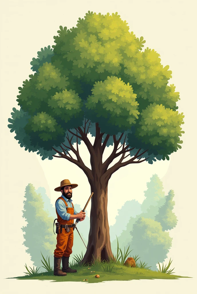 Create a picture of how to prune a tree, with structured textual instructions in Spanish