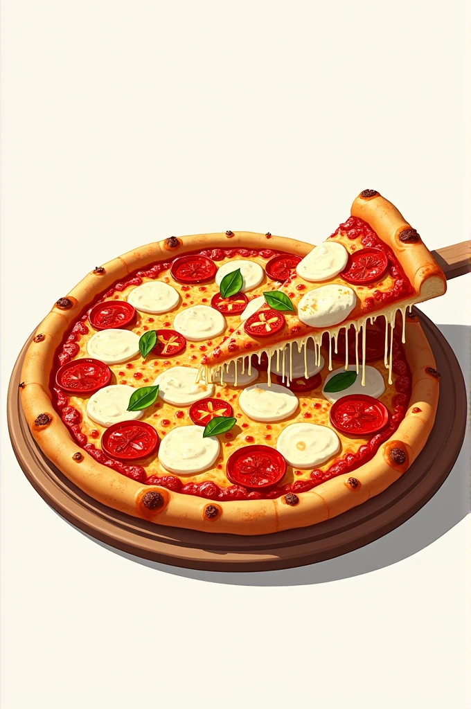Drawing of a whole pizza for a restaurant