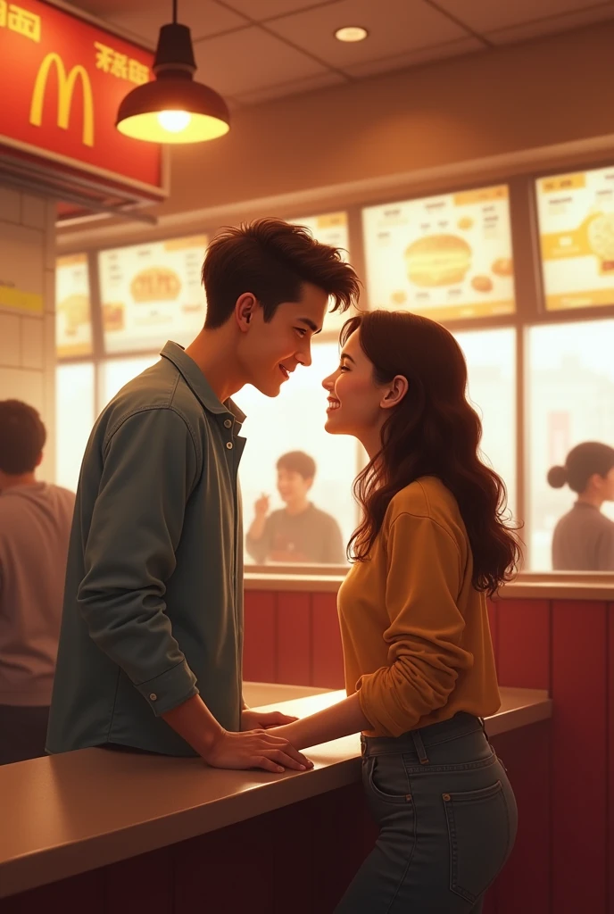 A cute crew couple start their love story in McDonald's