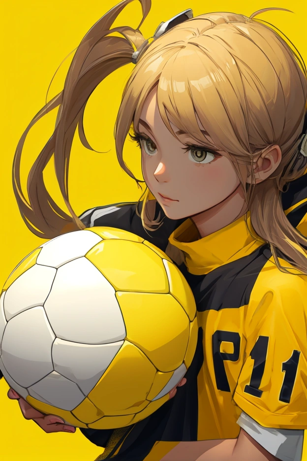 drawings of soccer balls on a yellow background