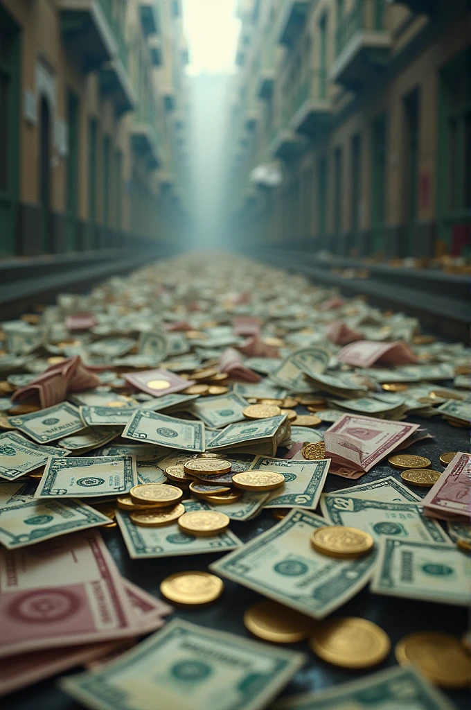 Money thrown on the ground